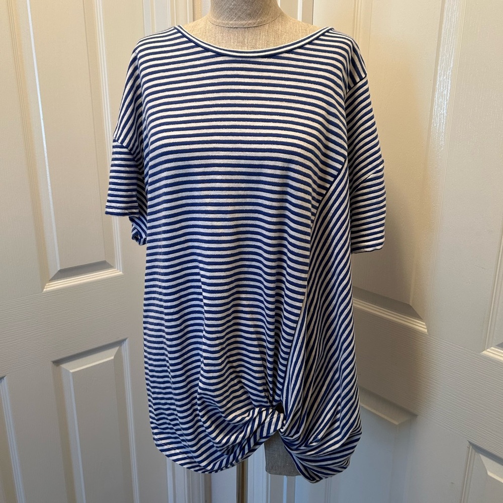 Tommy Hilfiger Striped Blue and White Women's Top
